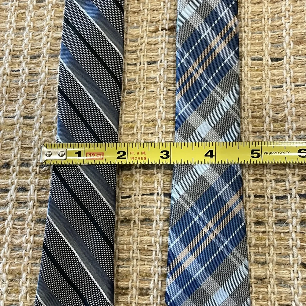 2 Kids size Clip on Ties Blue and Gray